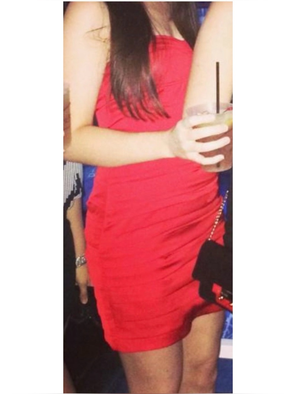 Express | little red party dress strapless pleat 2